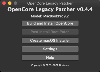 OpenCore Post Install Root Patch Gray MacBook Pro 9.2 May'22.png