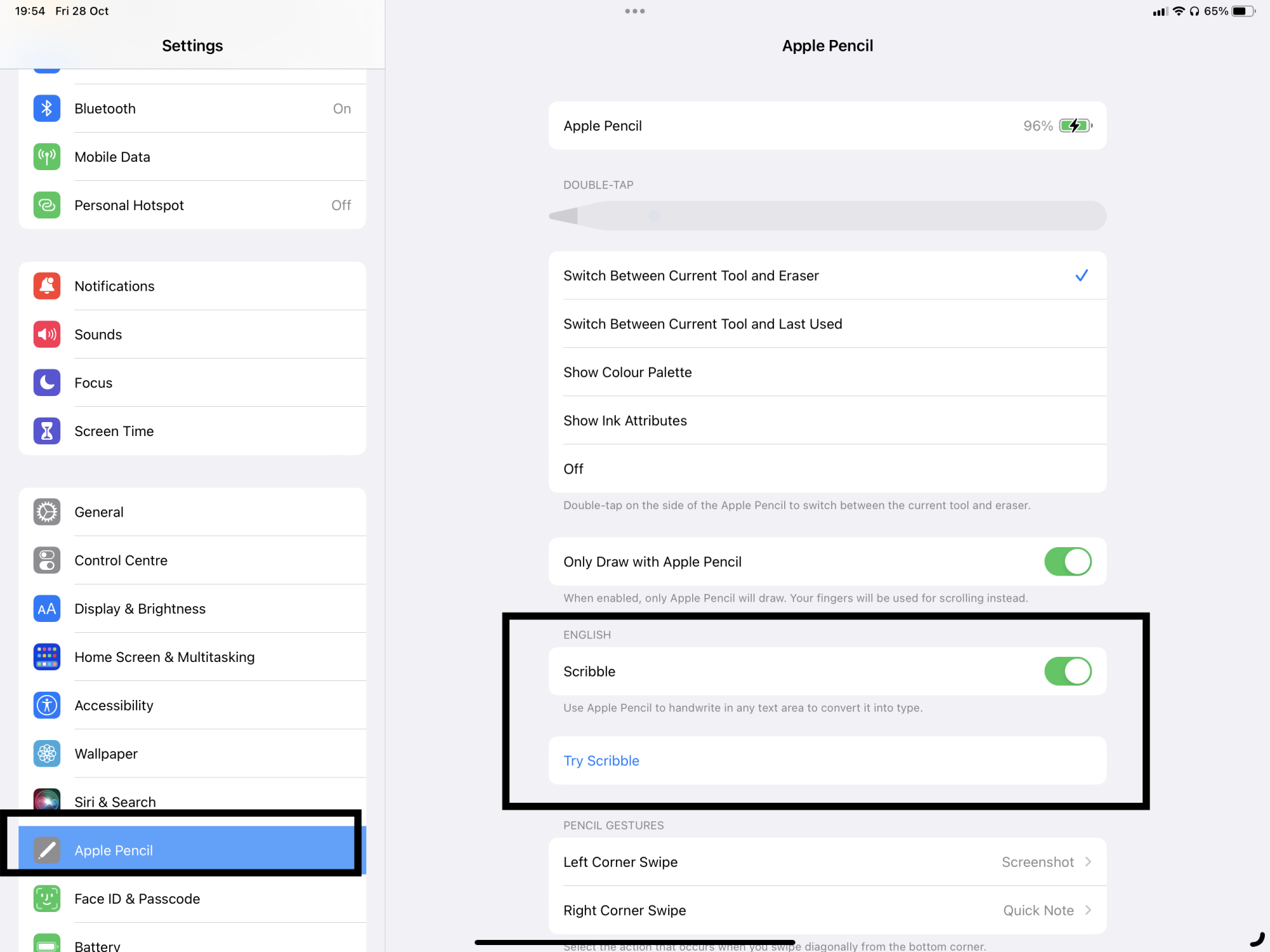 Apple pencil settings deals