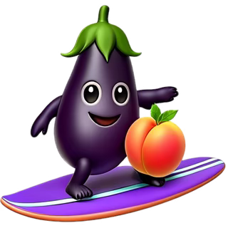 surfing eggplant with peach