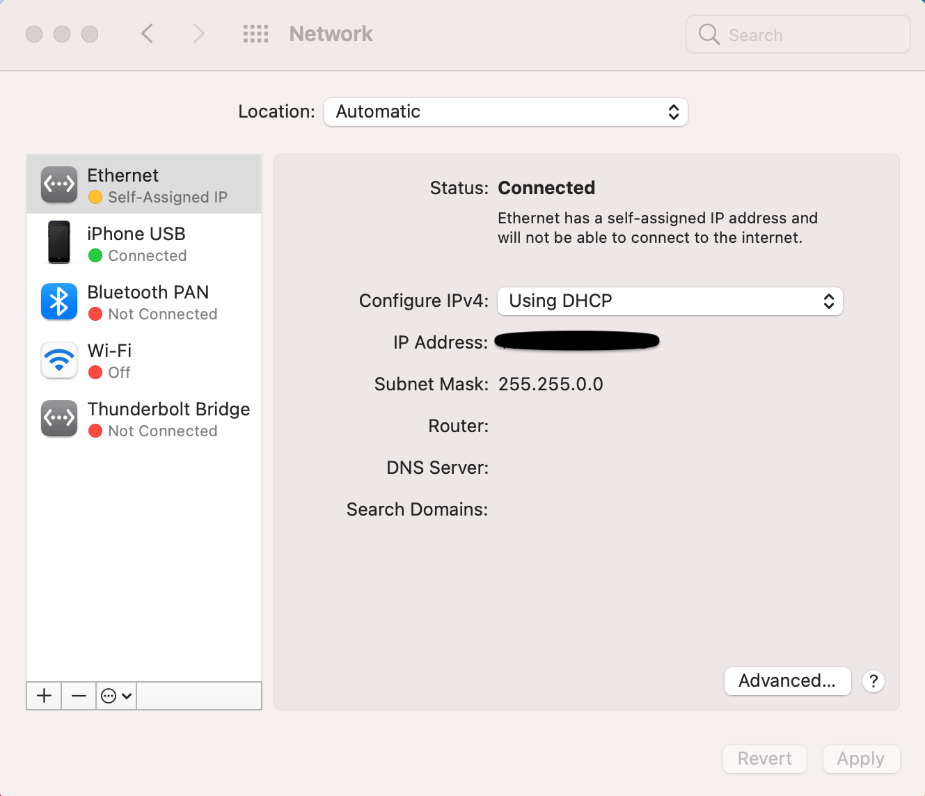 Ethernet Self-assigned IP Address can n… - Apple Community