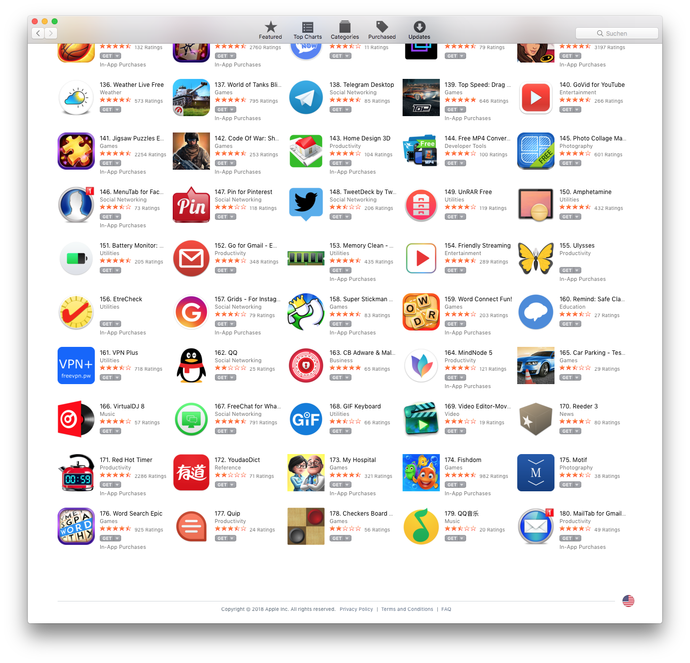 Does the new Mac App Store (macOS 10.14 Mojave) in still display the 180 apps top charts? MacRumors Forums