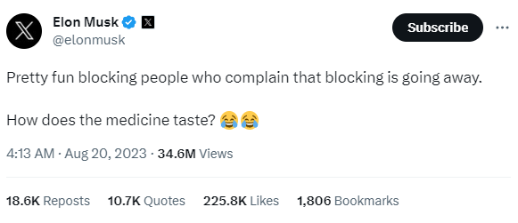2023-08-20 13_09_18-(1) Elon Musk on X_ _Pretty fun blocking people who complain that blocking...png