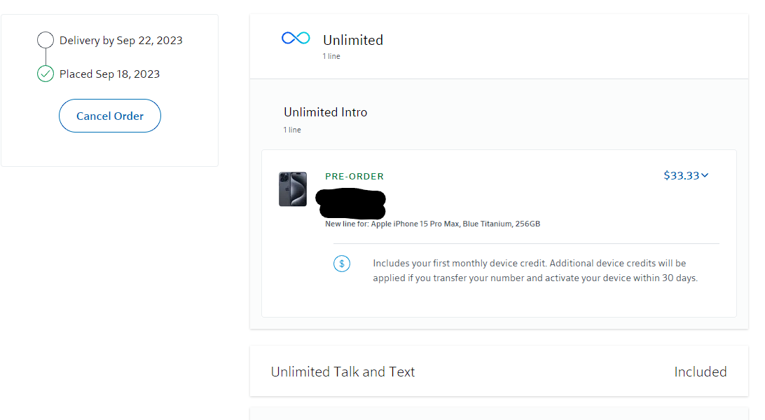 Xfinity Mobile iPhone 15/ Plus/ Pro/ Pro Max Pre-Orders, Shipping