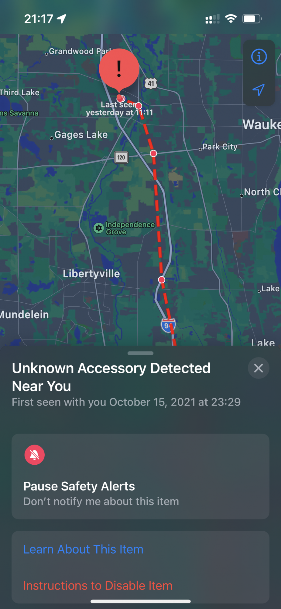 Find My - Unknown Accessory Near You