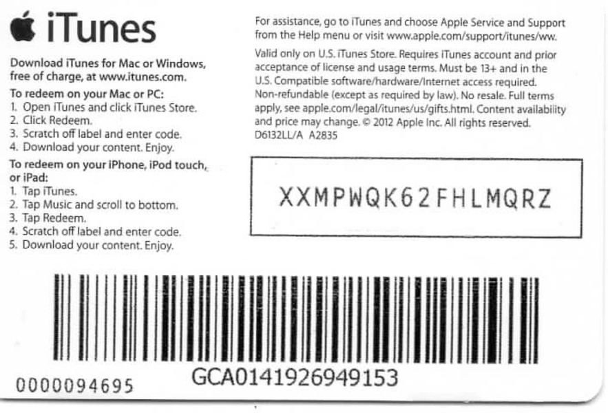 Itunes Gift Card Serial Numbers