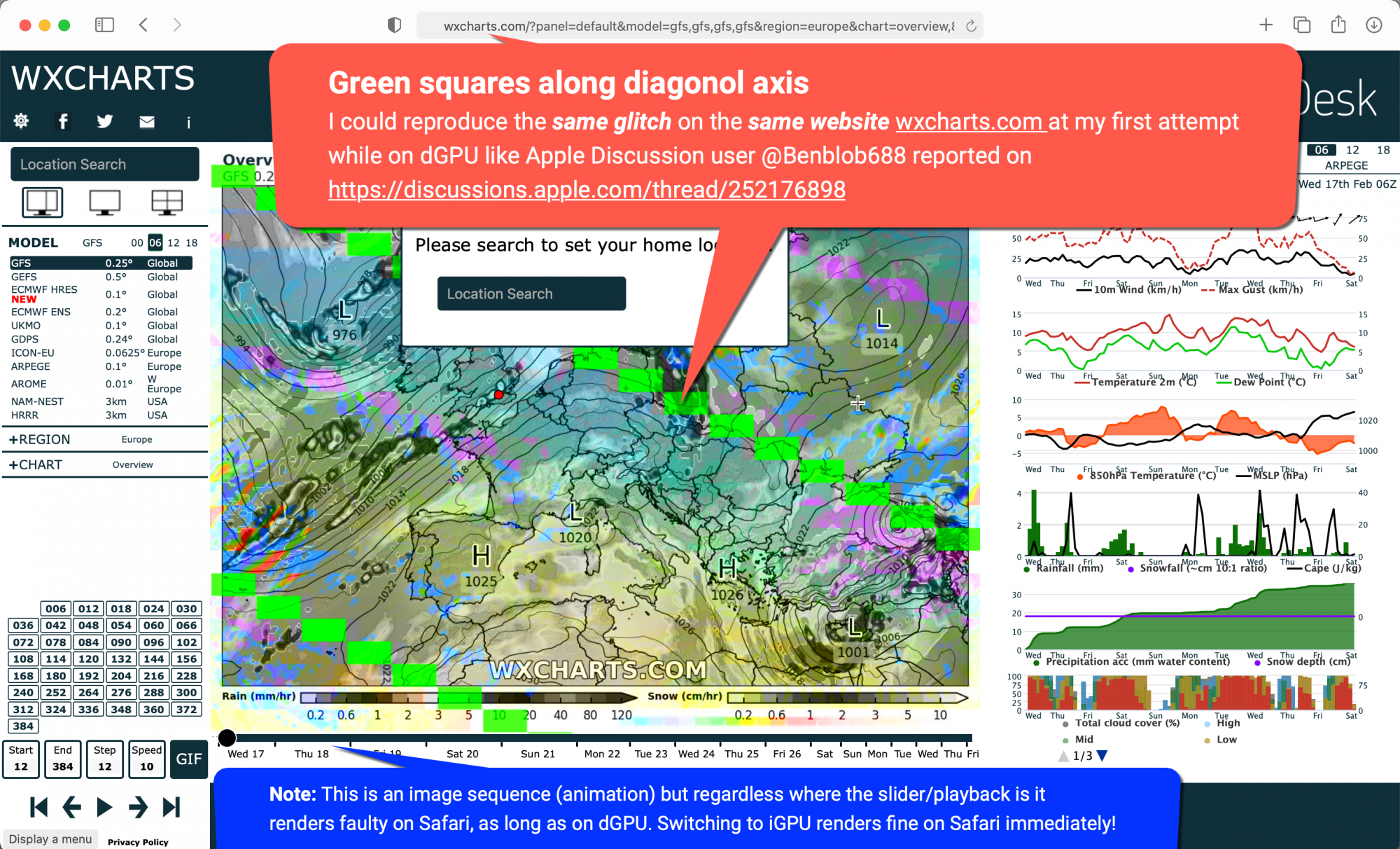 5a dGPU WxCharts Safari glitch - Image has overlay of green rectangles along diagonol axis.png