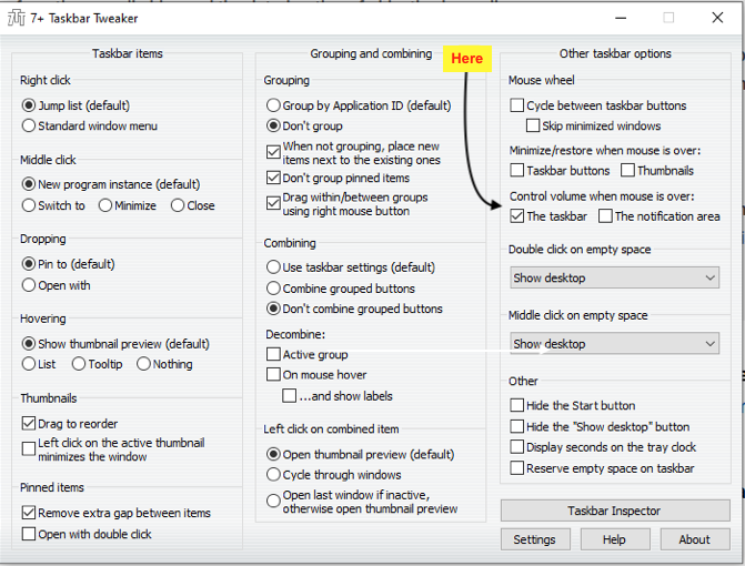 7+ Taskbar Tweaker Volume Control on hover over taskbar.png
