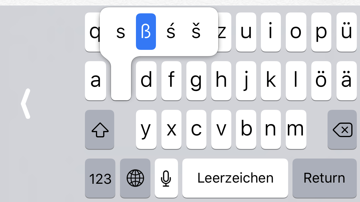 German Character Ss Ess Tset On Iphone Keyboard Macrumors Forums