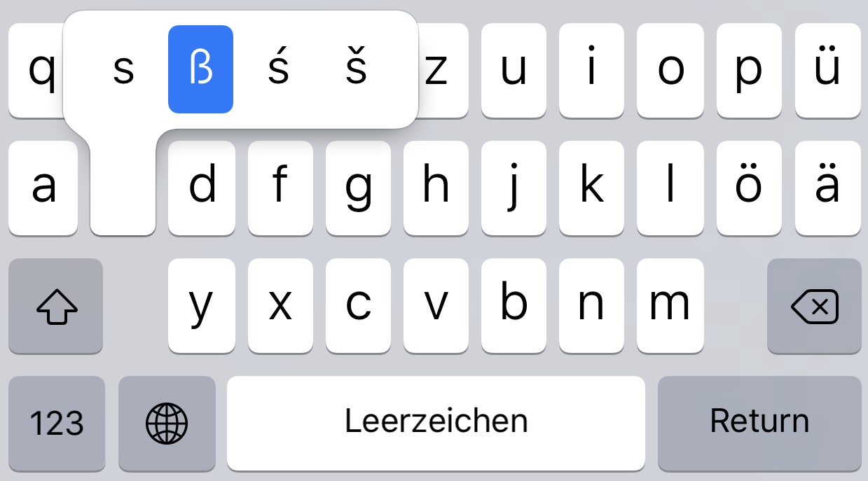 German character "ß" (ess-tset) on iPhone keyboard?  MacRumors Forums