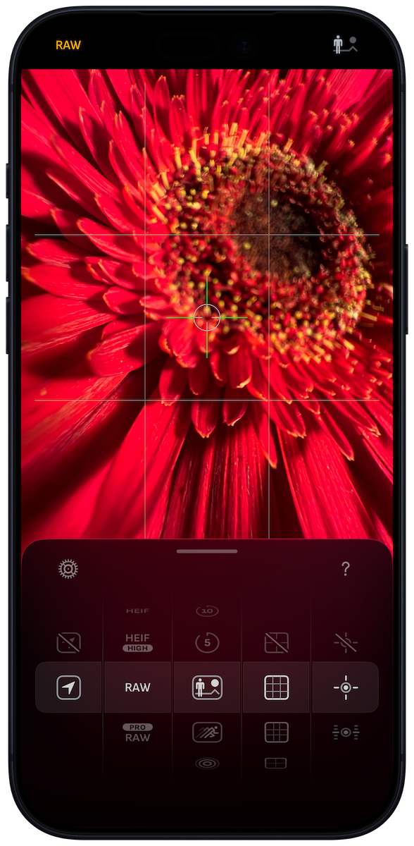 iOS 26 Liquid Glass interface on Camera M app