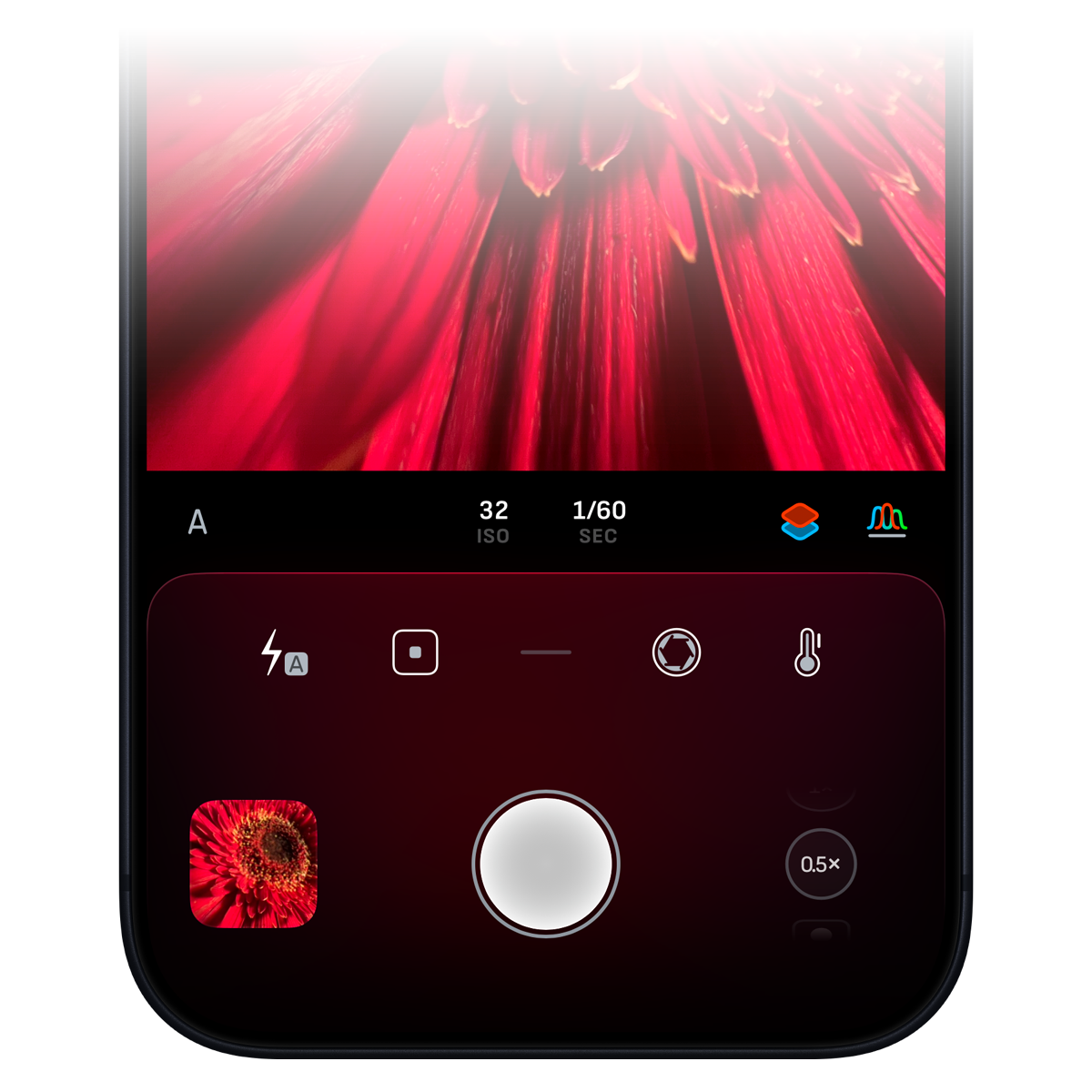 Camera M Liquid Glass interface