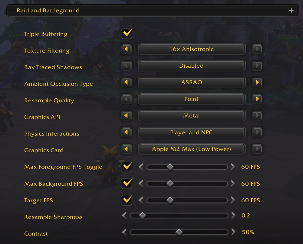 World of Warcraft: Dragonflight M2 Max 38 Core GPU Performance