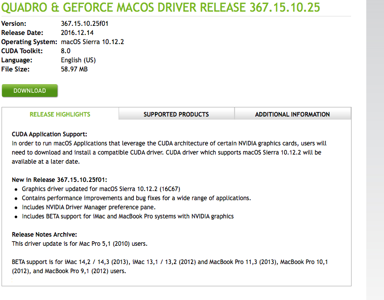 New NVIDIA Drivers for 10.12.2 16C67 MacRumors Forums