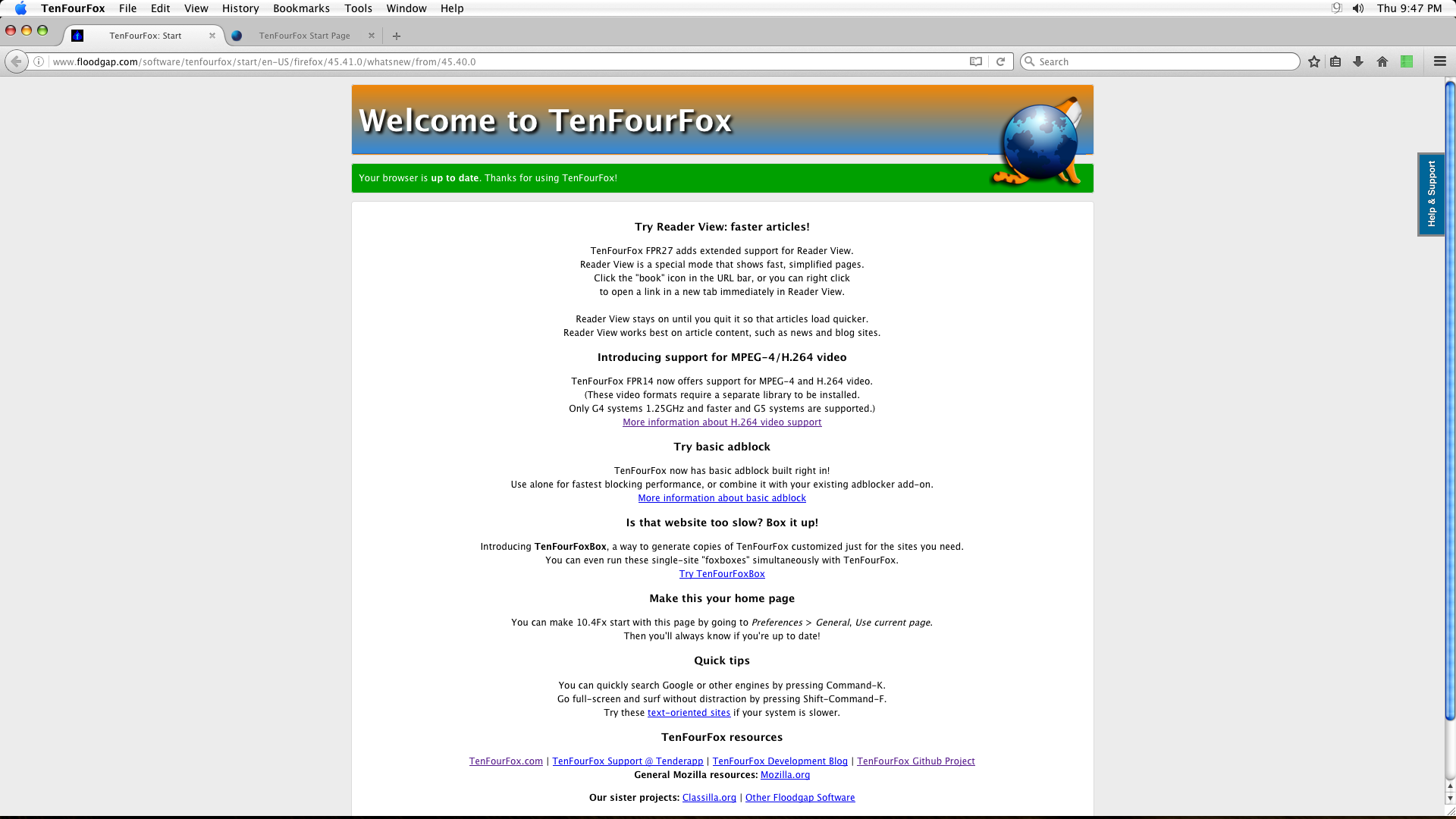 First TenFourFox Build.png