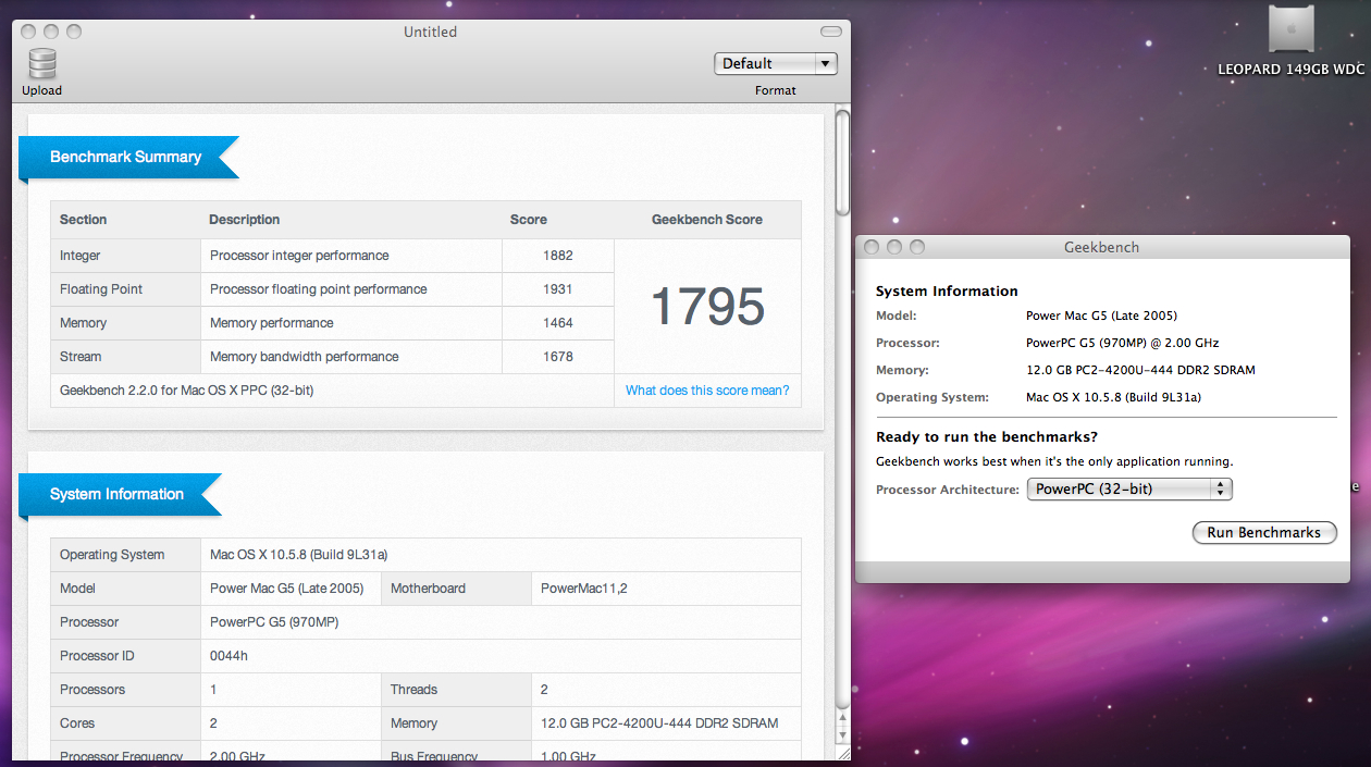 Geekbench result 150Gb Caviar Single.jpg