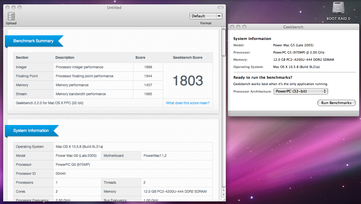 GeekBench Results Baracuda Raid zero PM 11,2 Test two.jpg