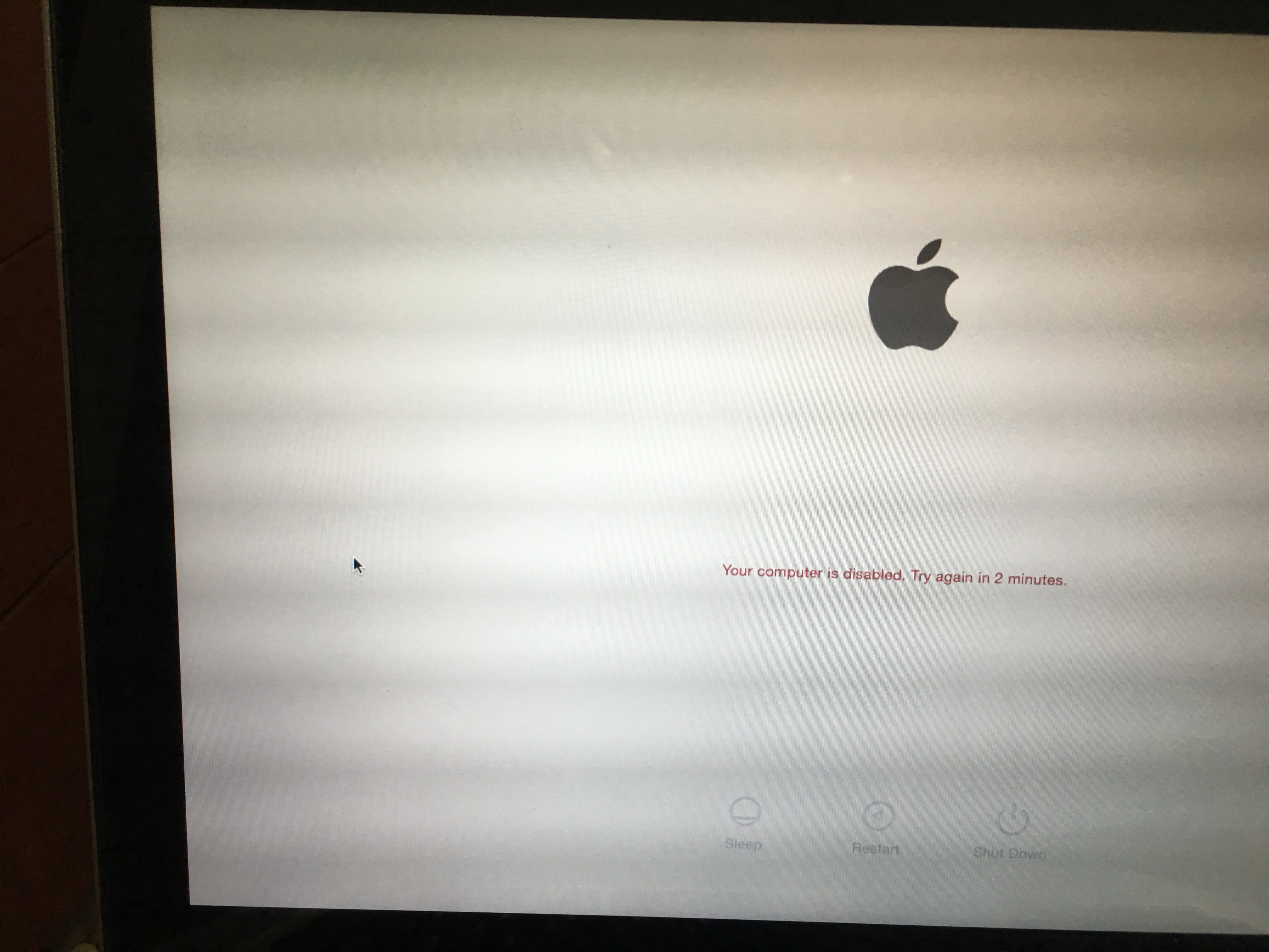 Macbook Pro Disabled For 60 Minutes