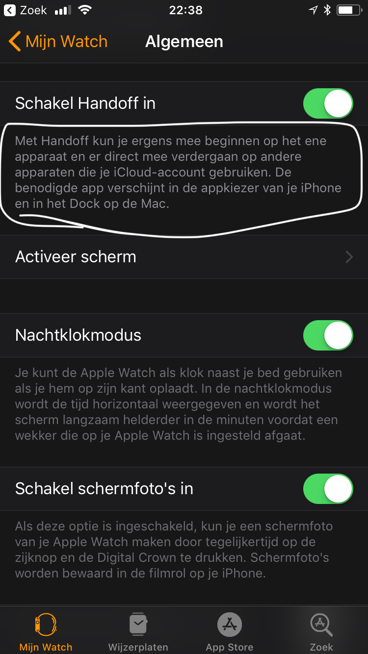 Apple watch outlet handoff