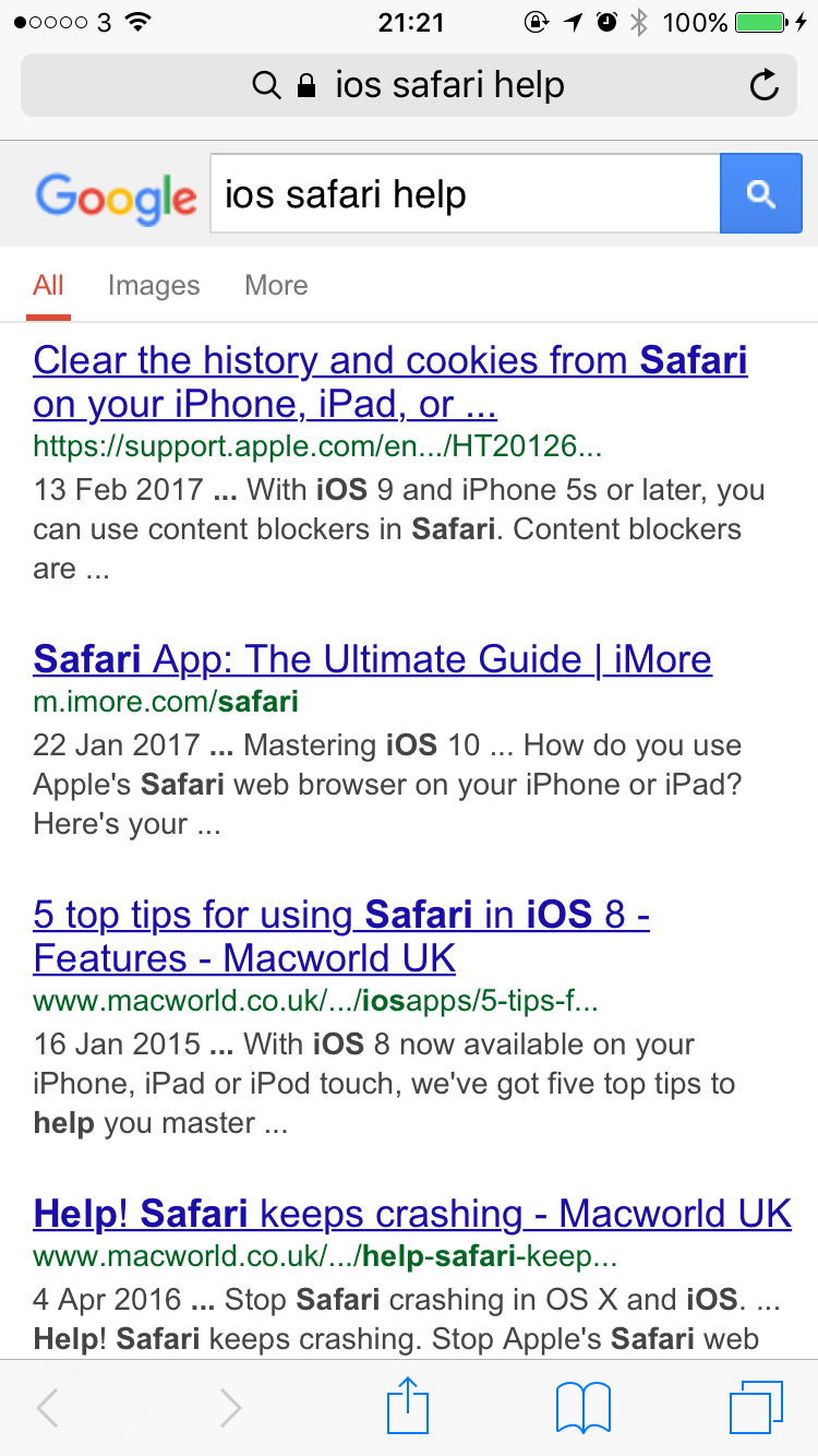 Reset safari ipad