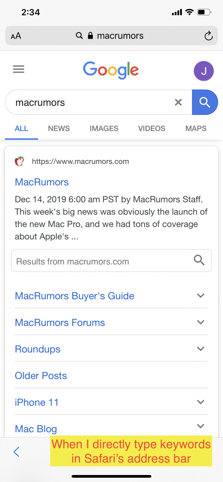 11 Pro Max Google Search Directly In Safari S Address Bar Macrumors Forums
