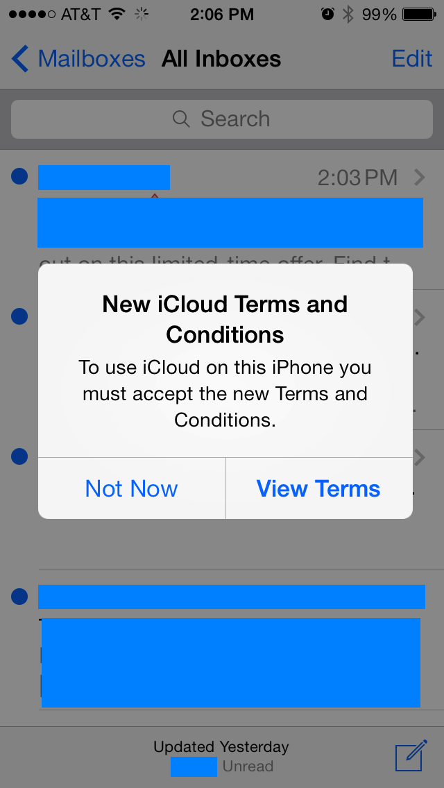 New icloud terms and conditions won