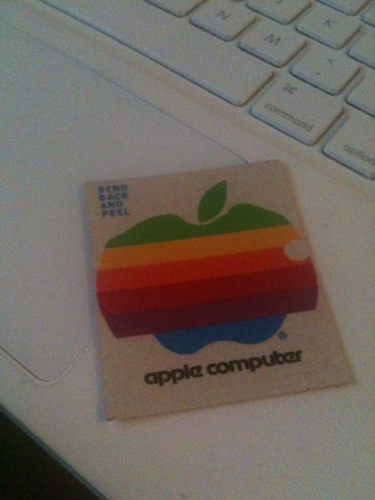 Vintage APPLE Computer Rainbow Logo Window Cling Decal NEW Mac Collectible! 