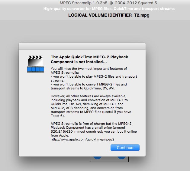 Utility mpeg2 component mac