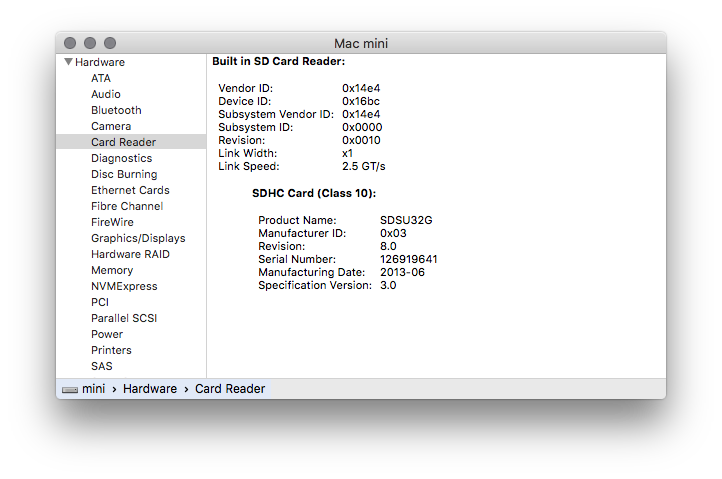 Mac mini shop sd card