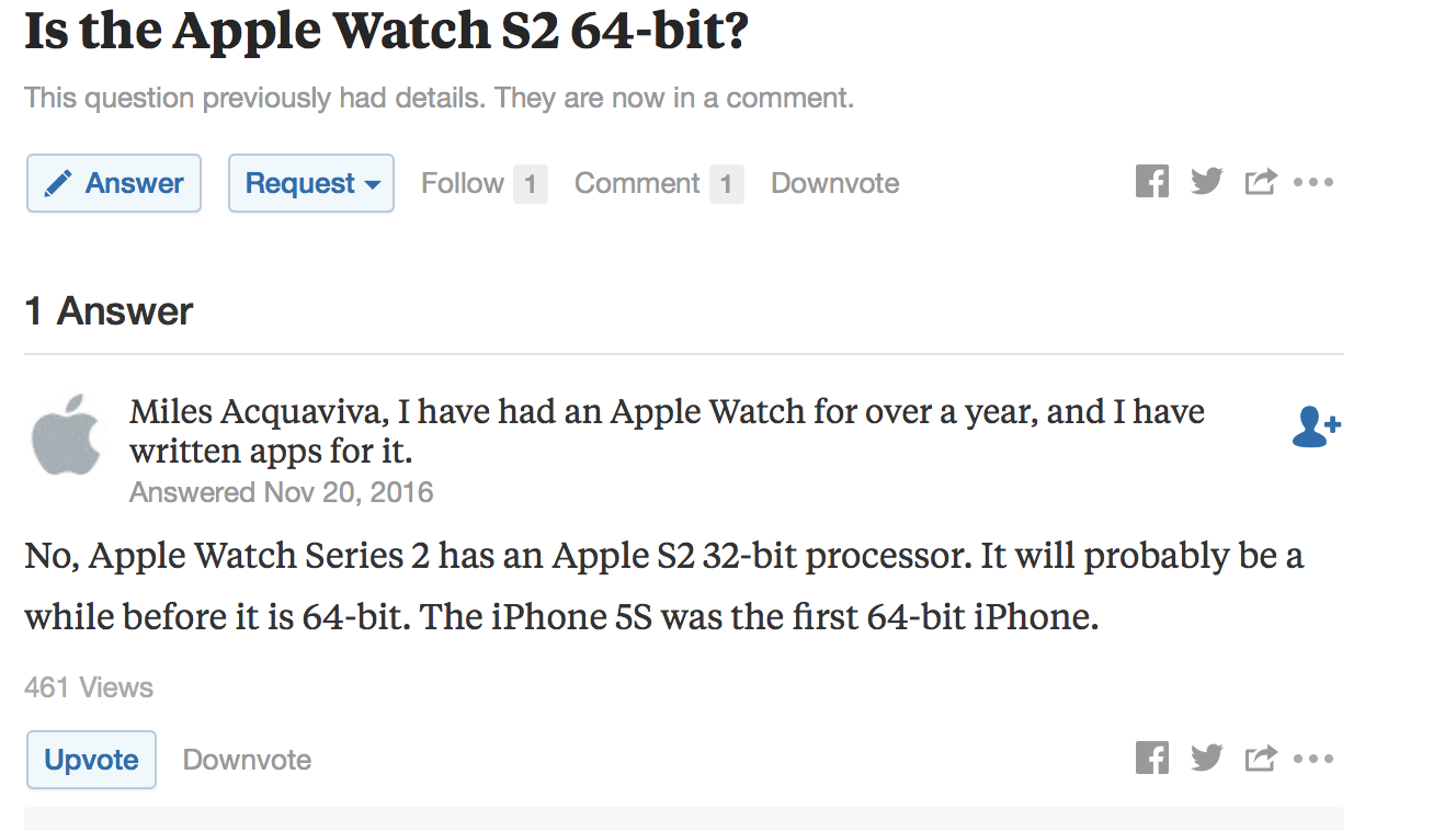 Is The Apple Watch Series 3 S3 64 Bit Macrumors Forums