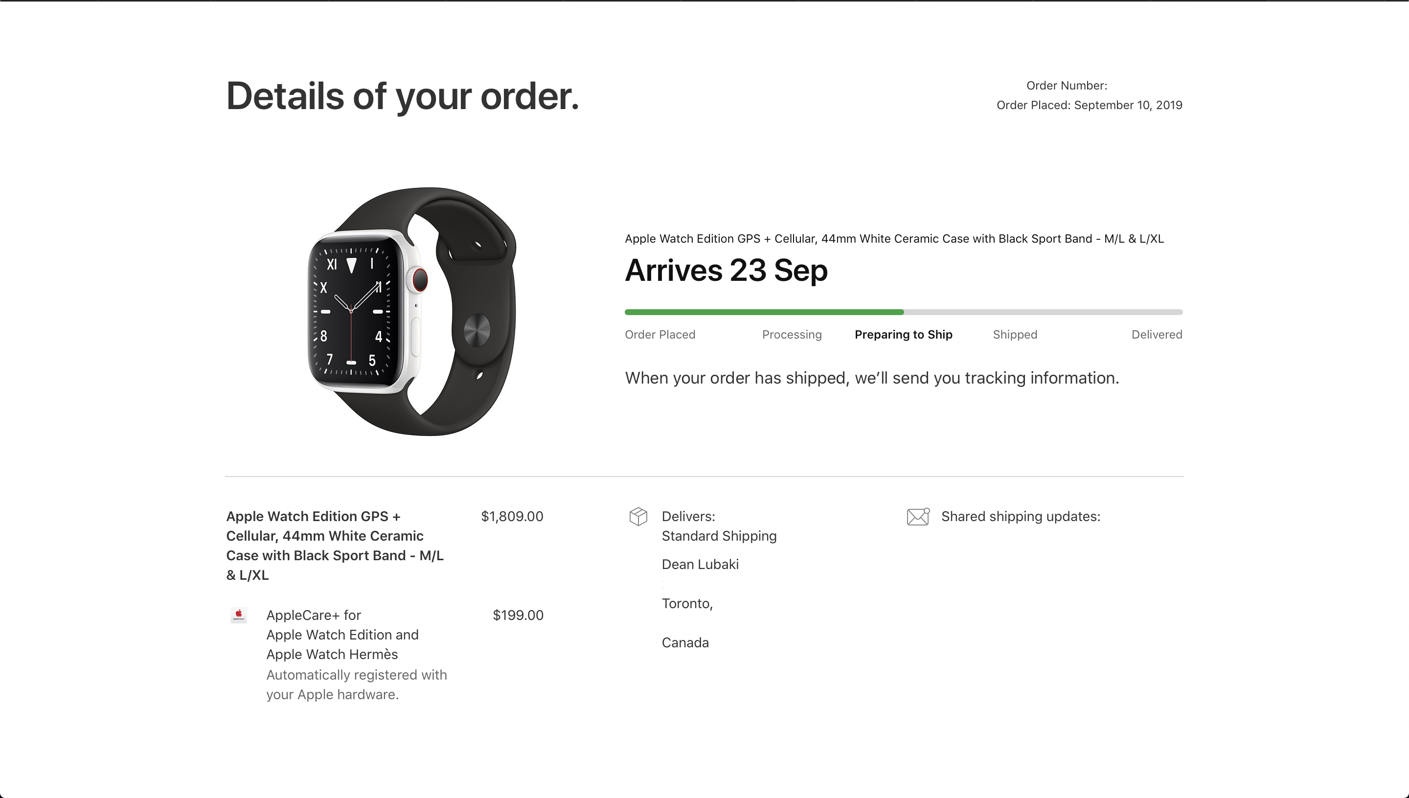 apple watch 5 delivery date