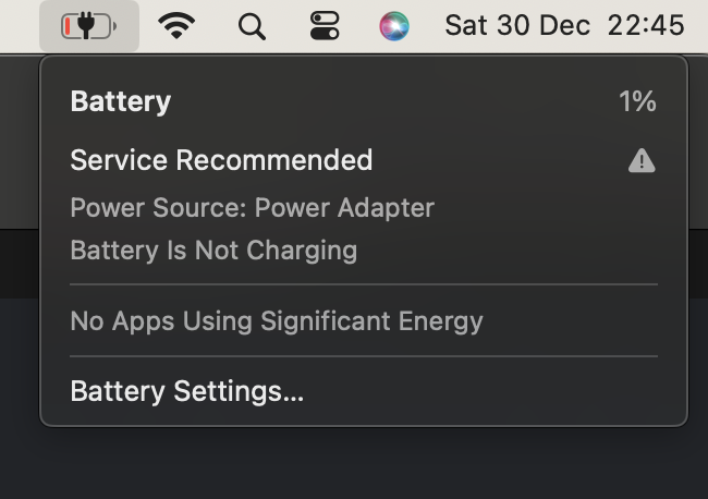 Macbook air battery not charging online