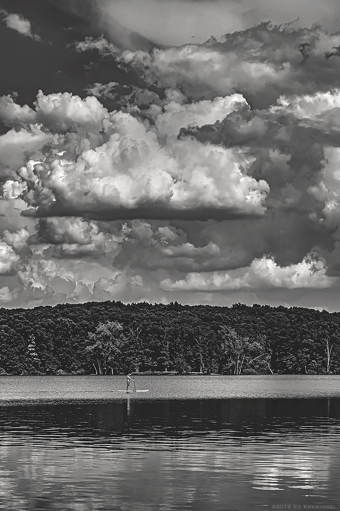 SummerPaddleboarderReservoirBW.jpg