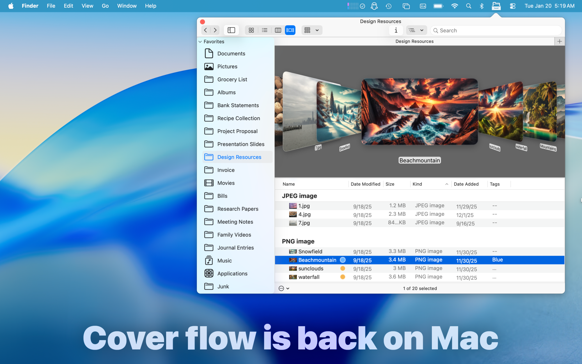 File Cabinet Pro file manager displaying Mac Cover Flow view.
