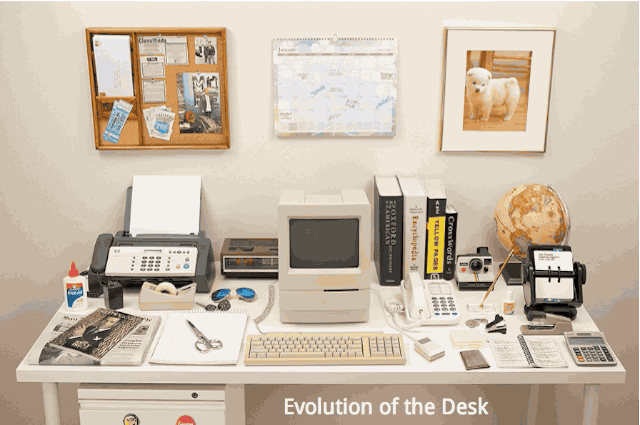 Tech transformations that have happened in your lifetime (clean desk).gif