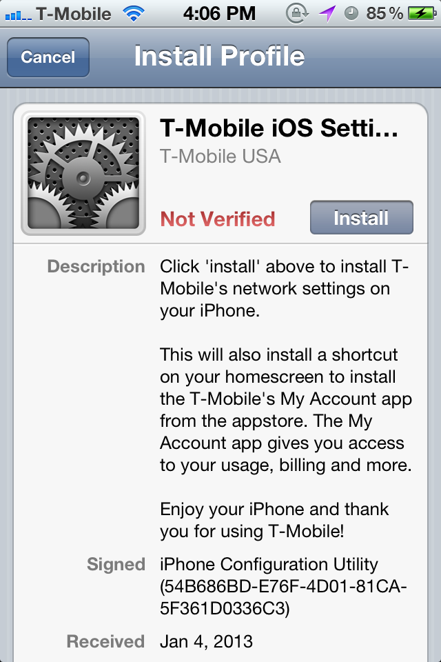 Settings verification