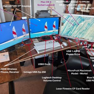 2025-09-16.1010, My Combined Power Mac G5 Quad and Mac Studio Work Area, Front View - Annotated.jpg