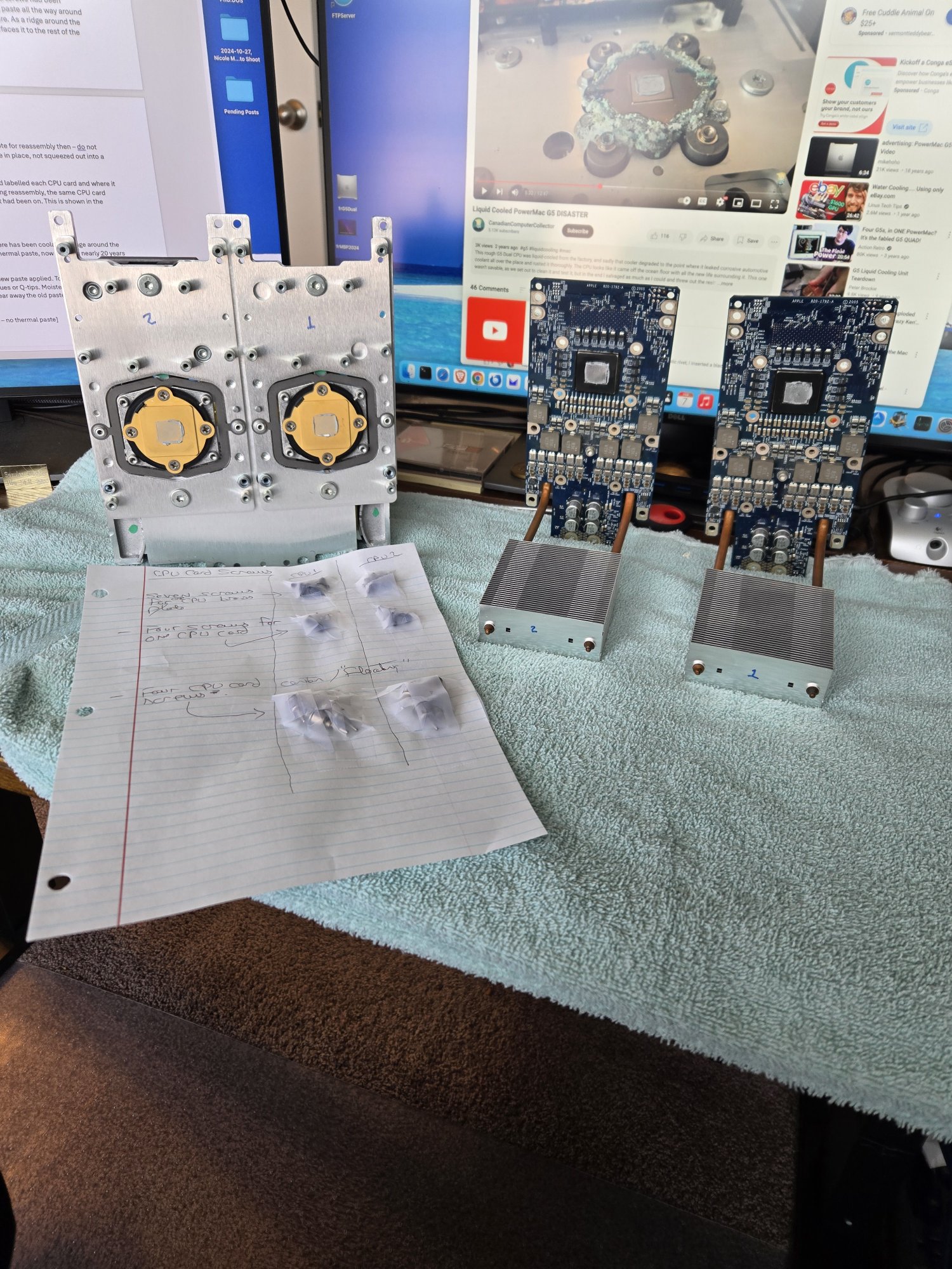 2025-02-07.1356, The LCS with Both CPU Cards Extracted, Sheet of Paper with Related Screws.jpg