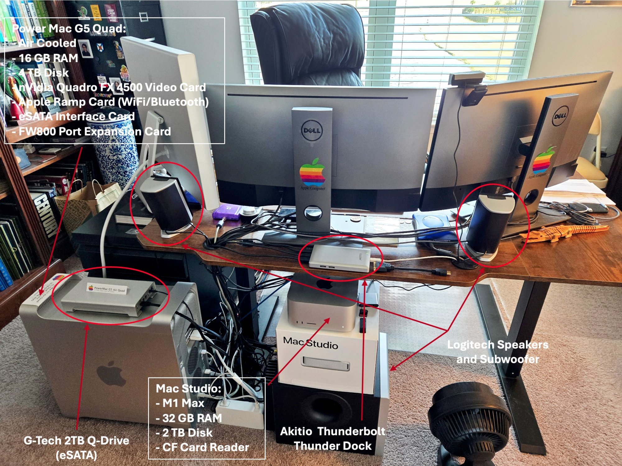 2025-09-16.1010, My Combined Power Mac G5 Quad and Mac Studio Work Area, Back View - Annotated.jpg
