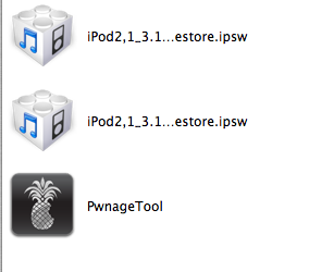 Folder with Original and custom restore files plus PWNage tool.png