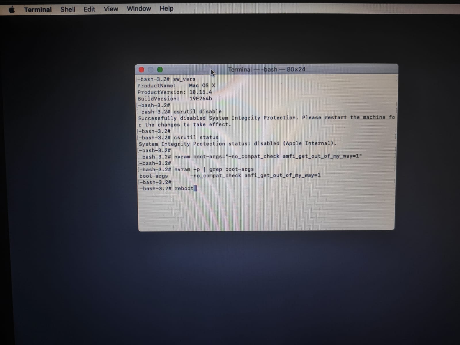 macos recovery example disable amfi.jpeg