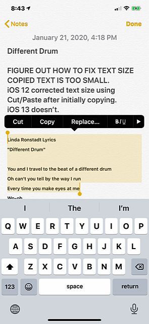 Notes App-Unable to Change Text Size via Cut_Paste_iOS 13_sharp.jpg