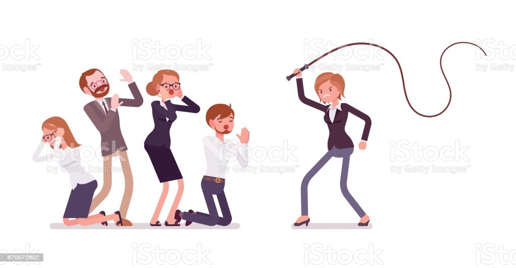 female-manager-acting-as-office-tyrant-vector-id670072602
