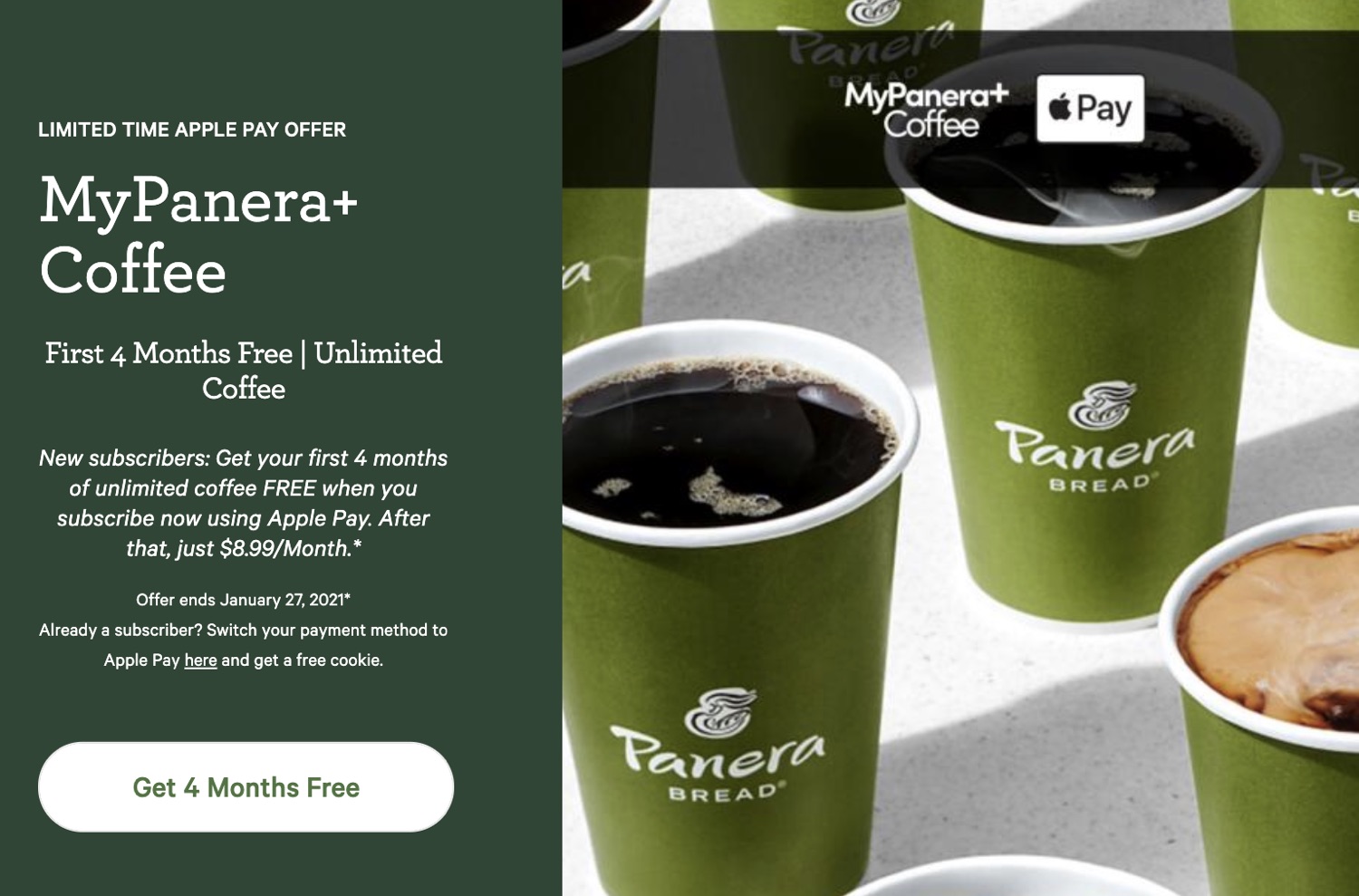 Apple Pay Promo Offers Four Months of Free Coffee From Panera Bread