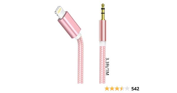 Ugreen MFi Certified Lightning to 3.5mm Braided Aux Cable for iPhone. 1m