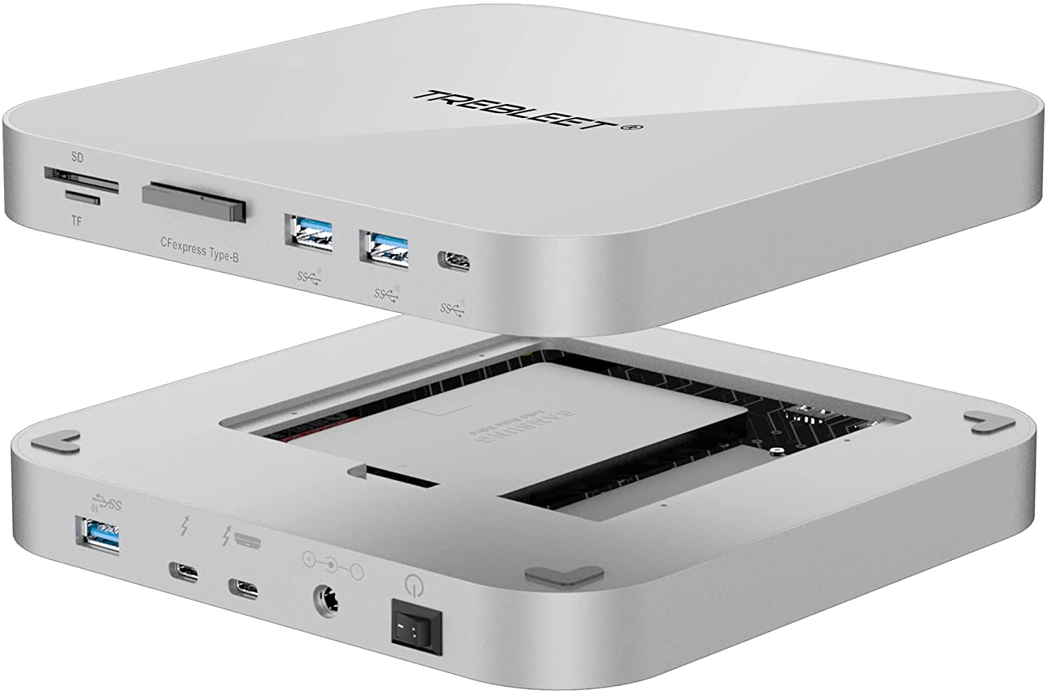 Mac Mini Thunderbolt 3 Dock with Dual NVMe Slot & CFexpress Card Slot -  Silver