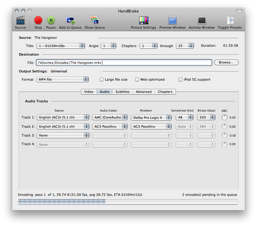 Your Handbrake settings for good audio? MacRumors Forums