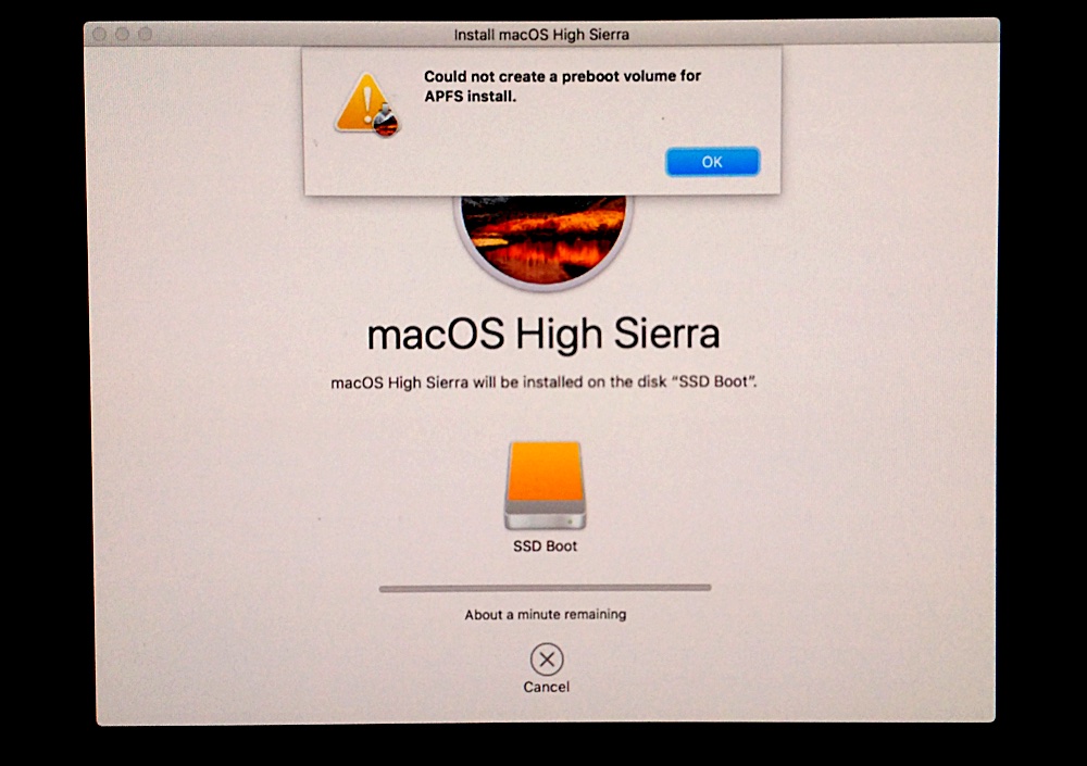 High sierra не удалось