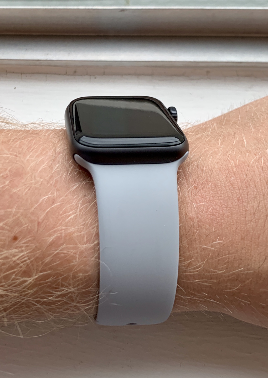 space gray with white band
