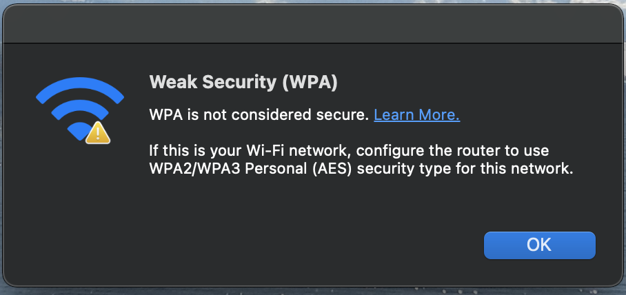 weak security (WPA) - Apple Community