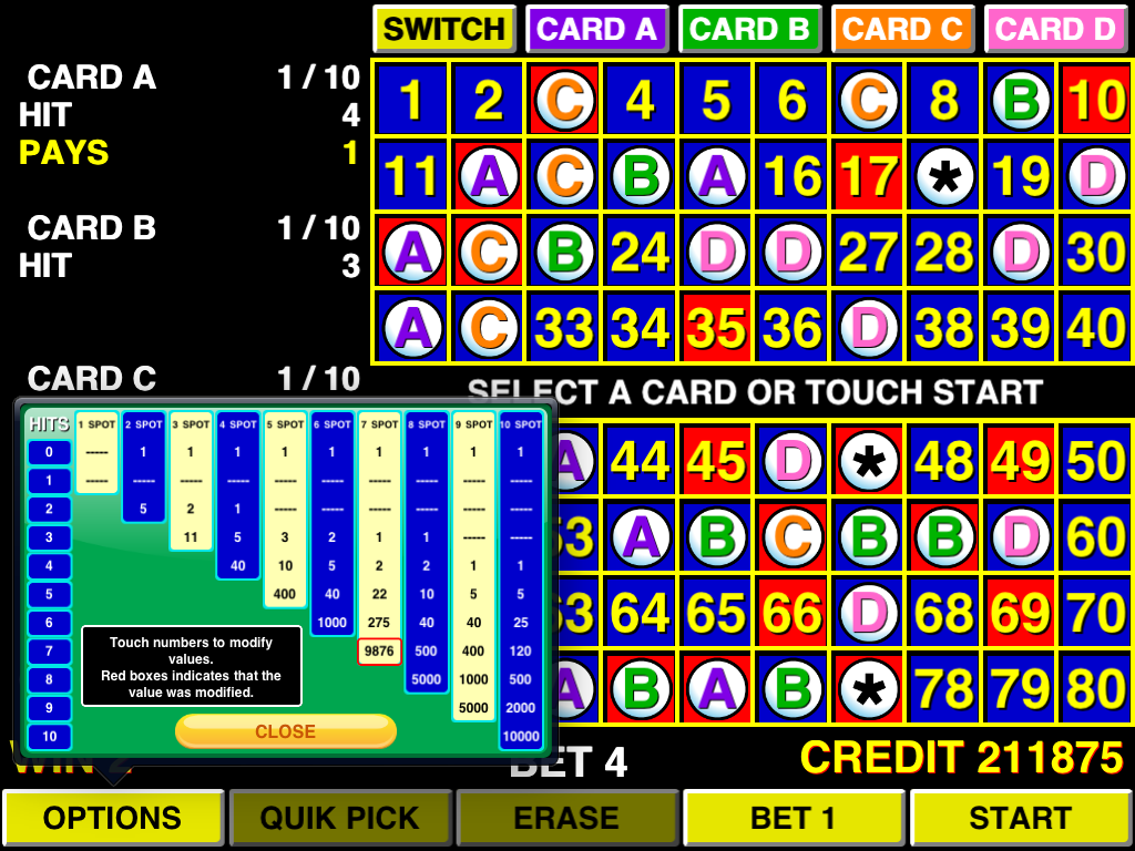 Four card video keno download